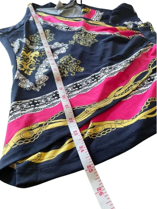 Vintage Cache Y2K Halter Top Scarf Print Chain Detail - Size M - Picture 6 of 9